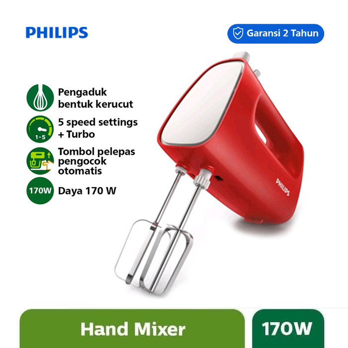 Philips Hand Mixer - HR1552/10 - Merah